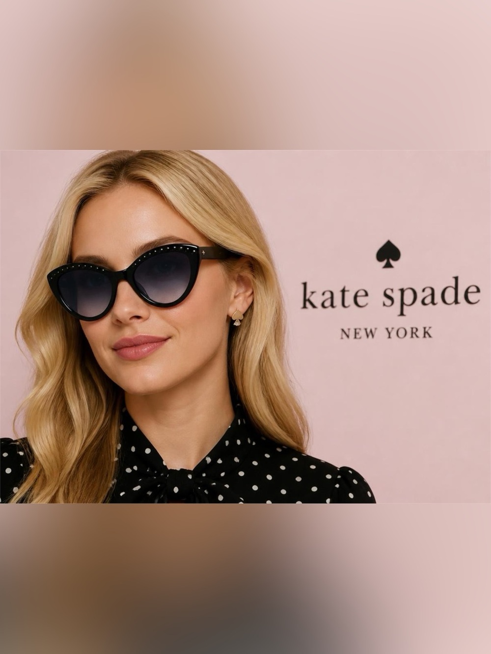 kate spade Black Pearl Cat-Eye Sunglasses with Stud Detailing